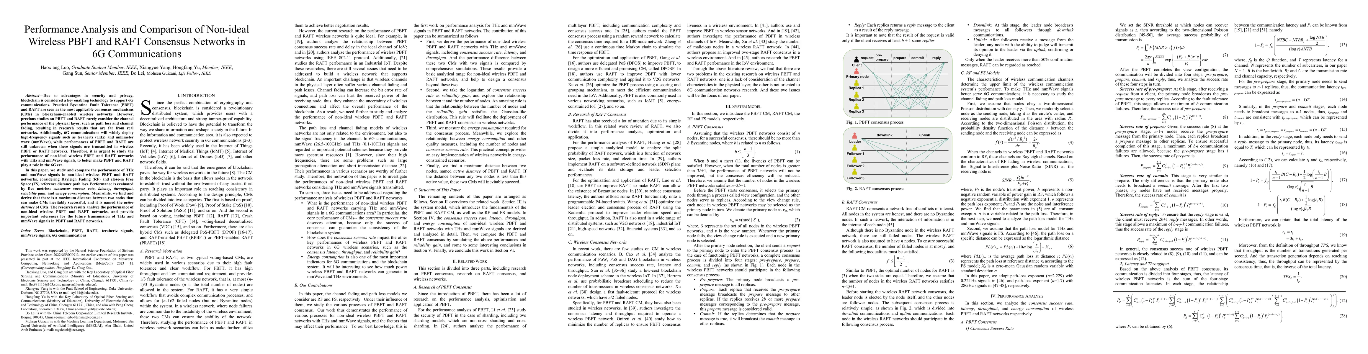 Thumbnail for Performance Analysis and Comparison of Non-ideal Wireless PBFT and RAFT
  Consensus Networks in 6G Communications