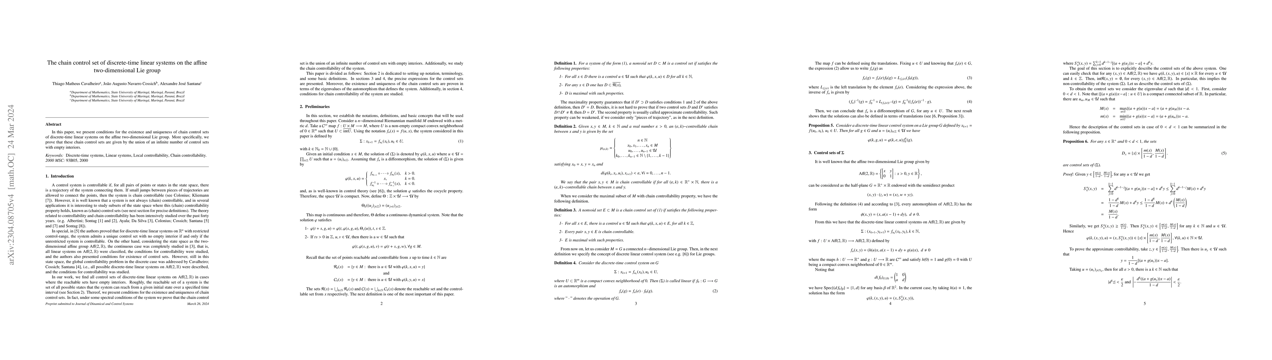 Thumbnail for The chain control set of discrete-time linear system on the affine
  two-dimensional Lie group