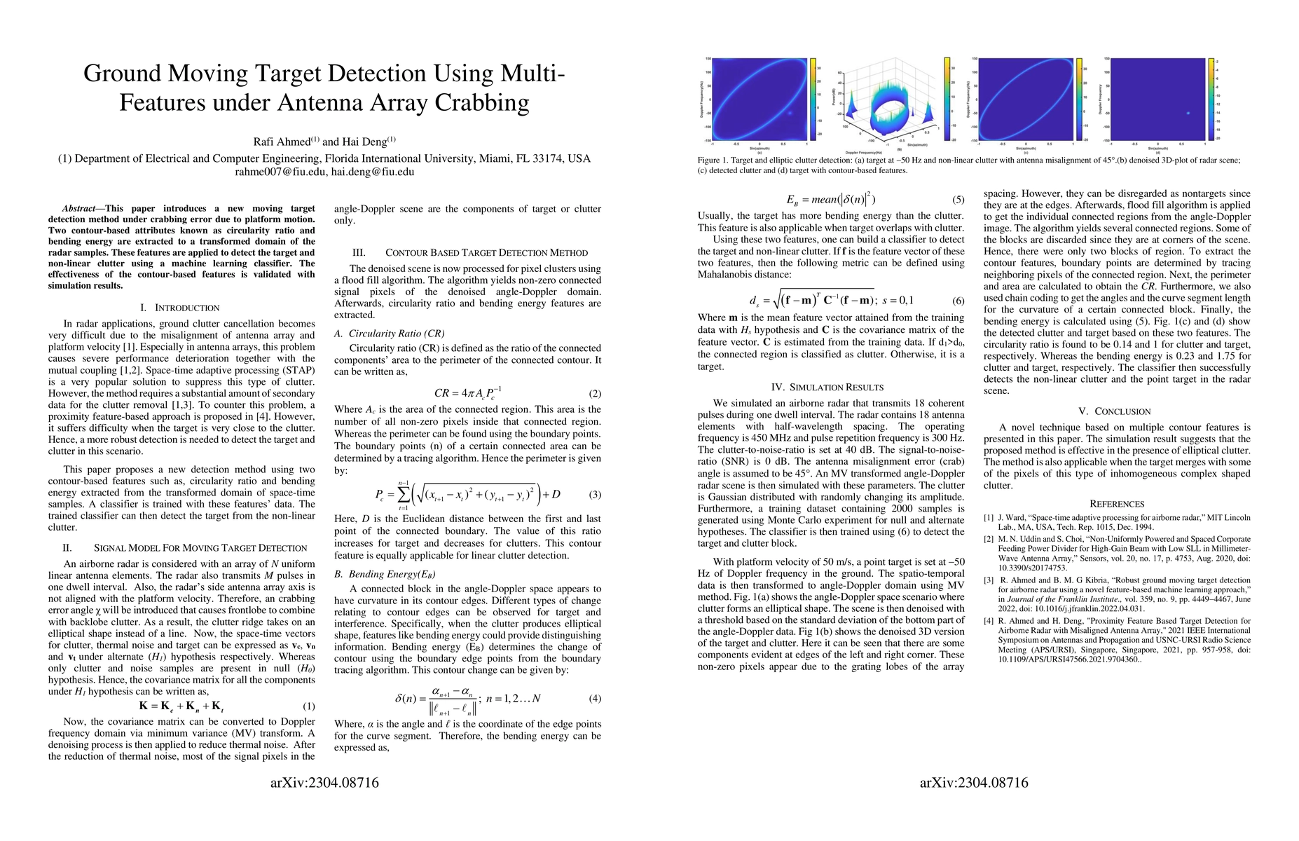 Thumbnail for Ground Moving Target Detection Using Multi- Features under Antenna Array
  Crabbing