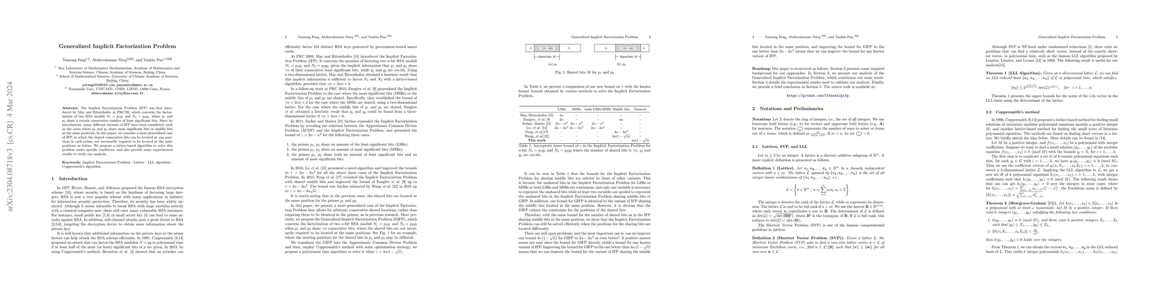 Thumbnail for Generalized Implicit Factorization Problem