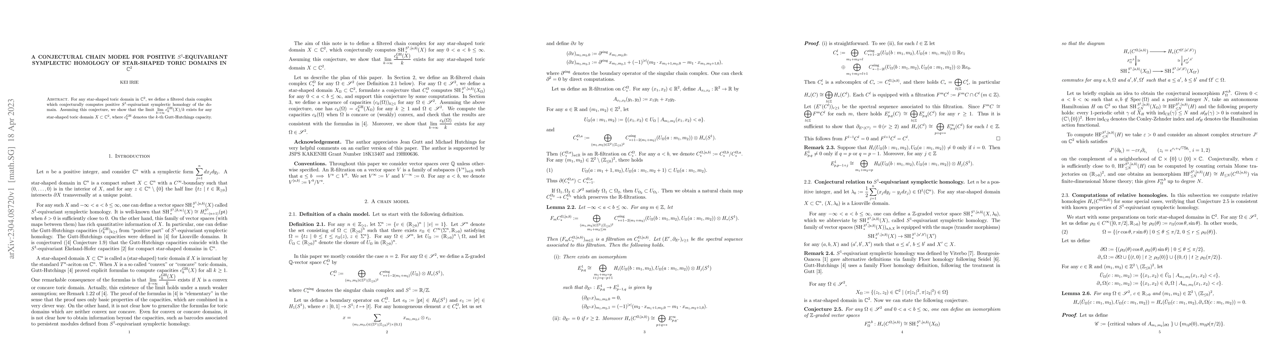 Thumbnail for A conjectural chain model for positive $S^1$-equivariant symplectic
  homology of star-shaped toric domains in $\mathbb{C}^2$