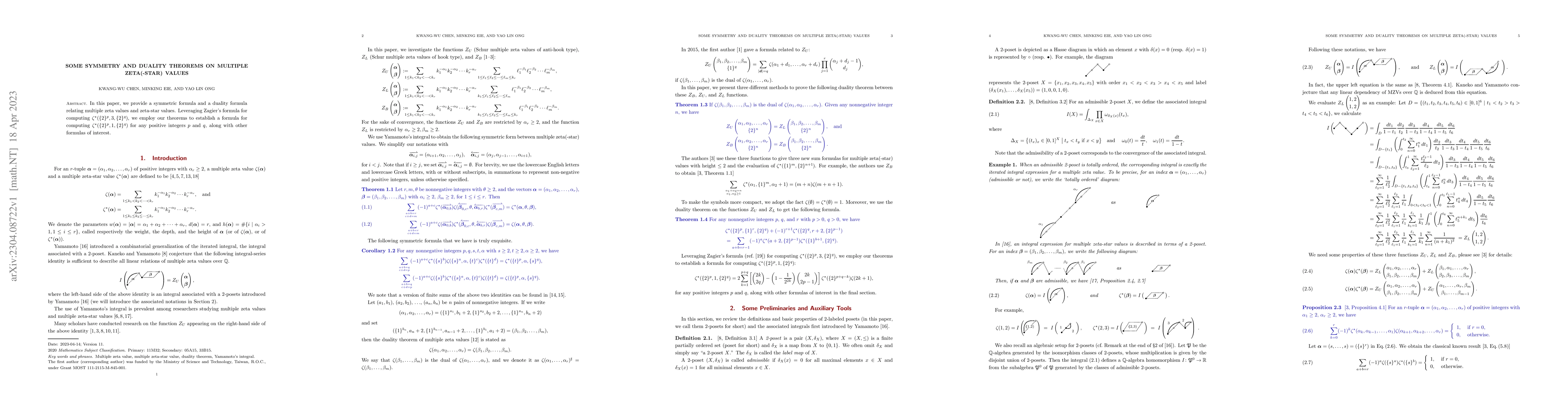 Thumbnail for Some Symmetry and Duality Theorems on Multiple Zeta(-star) Values