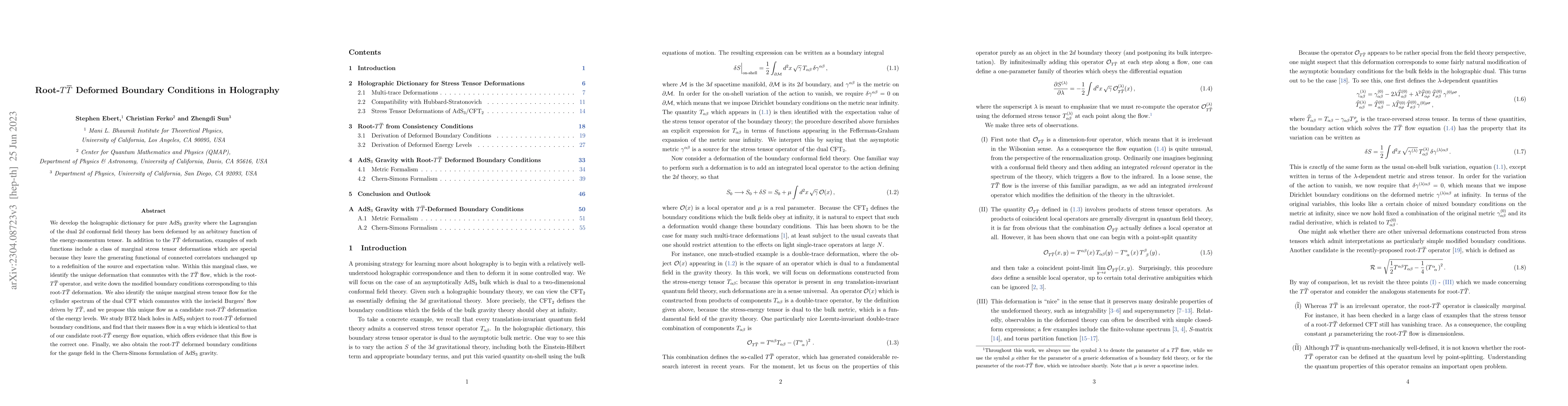 Thumbnail for Root-$T \overline{T}$ Deformed Boundary Conditions in Holography
