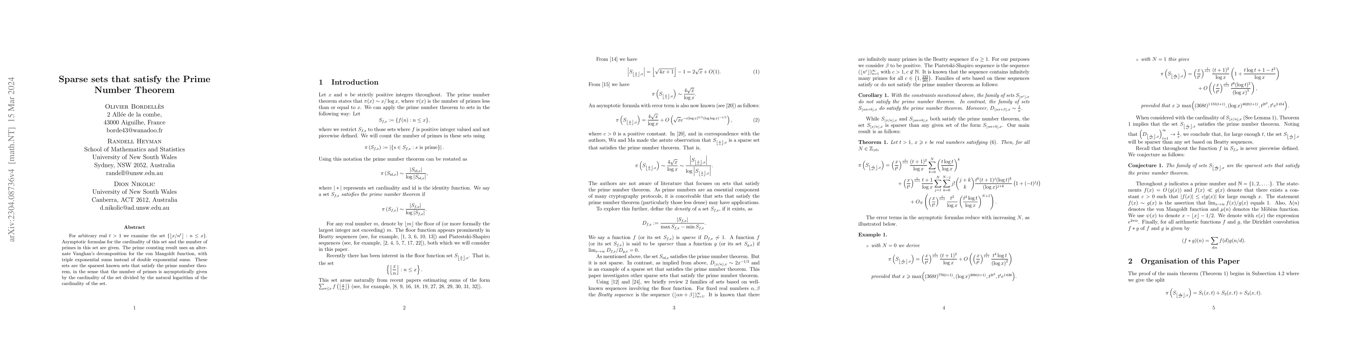 Thumbnail for Sparse sets that satisfy the prime number theorem
