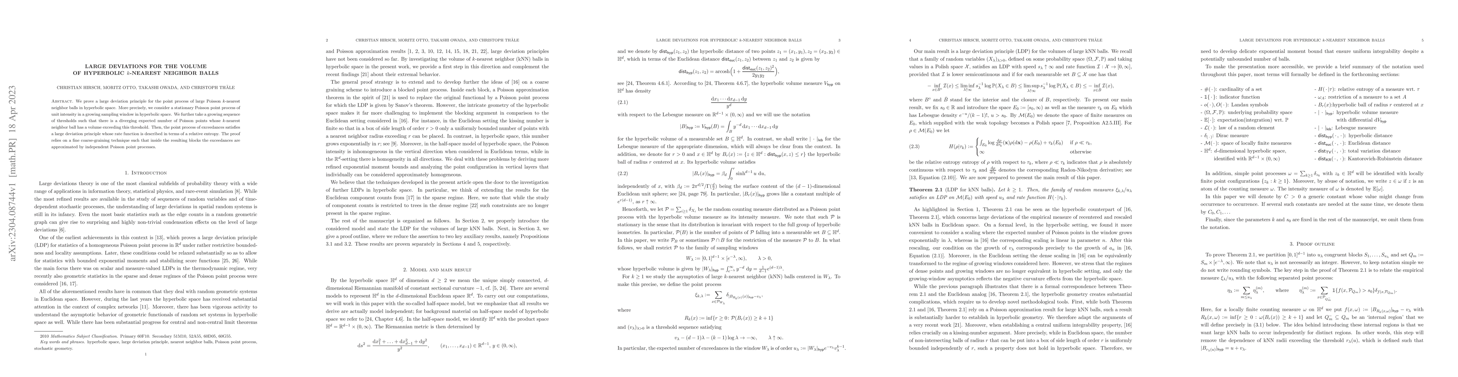 Thumbnail for Large deviations for hyperbolic $k$-nearest neighbor balls