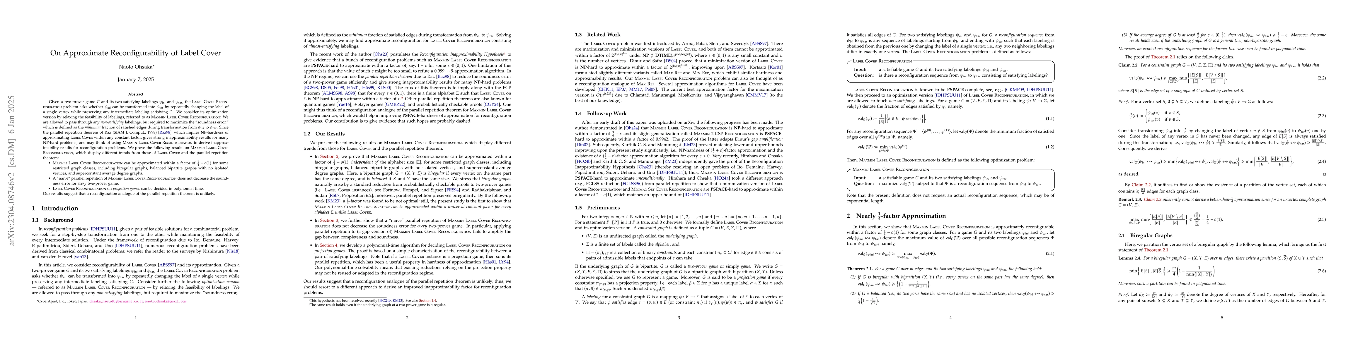 Thumbnail for On Approximate Reconfigurability of Label Cover