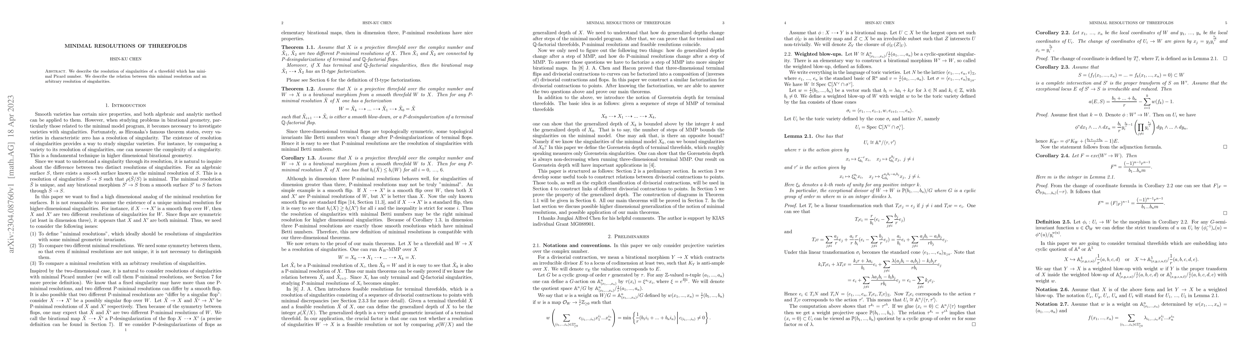 Thumbnail for Minimal resolutions of threefolds