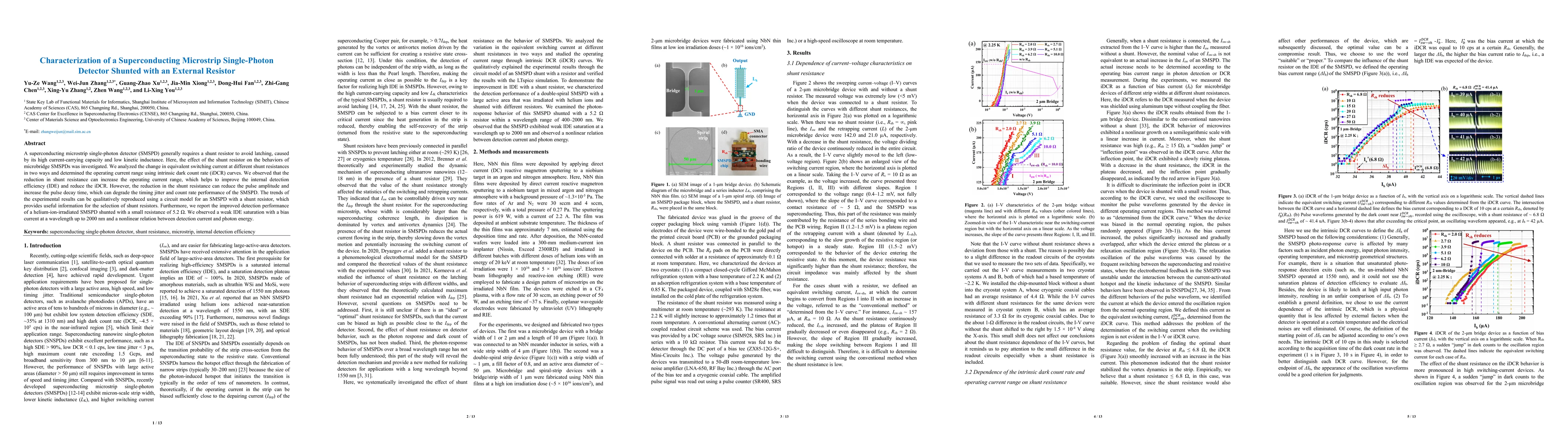 Thumbnail for Characterization of a Superconducting Microstrip Single-Photon Detector
  Shunted with an External Resistor