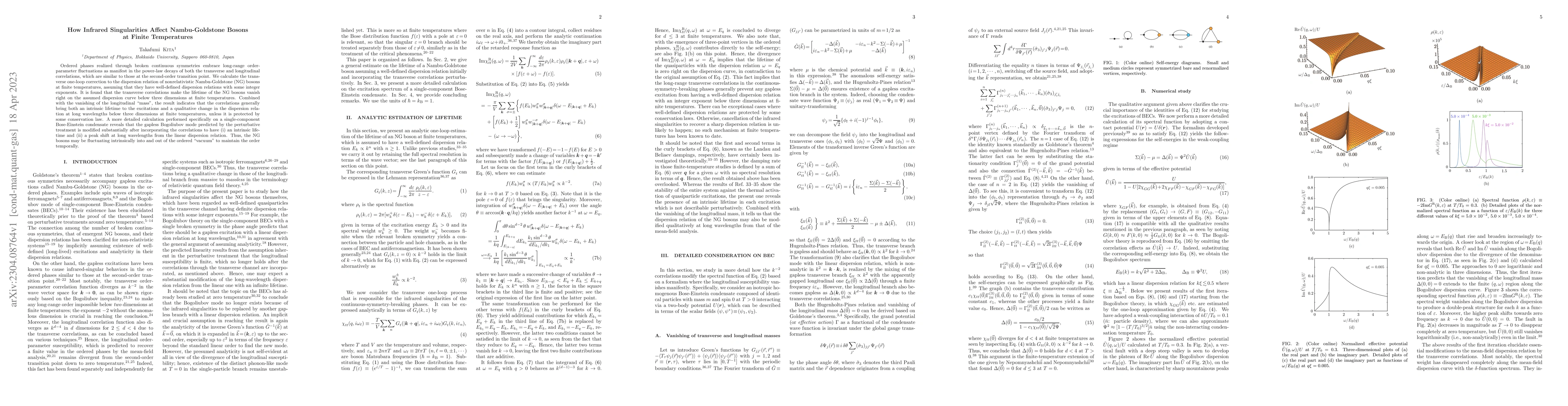 Thumbnail for How Infrared Singularities Affect Nambu-Goldstone Bosons at Finite
  Temperatures