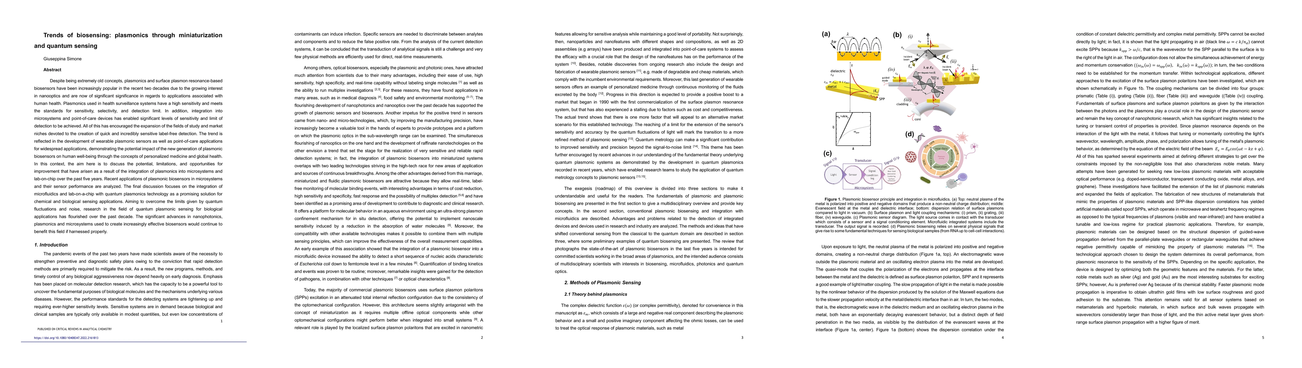 Thumbnail for Trends of biosensing: plasmonics through miniaturization and quantum
  sensing