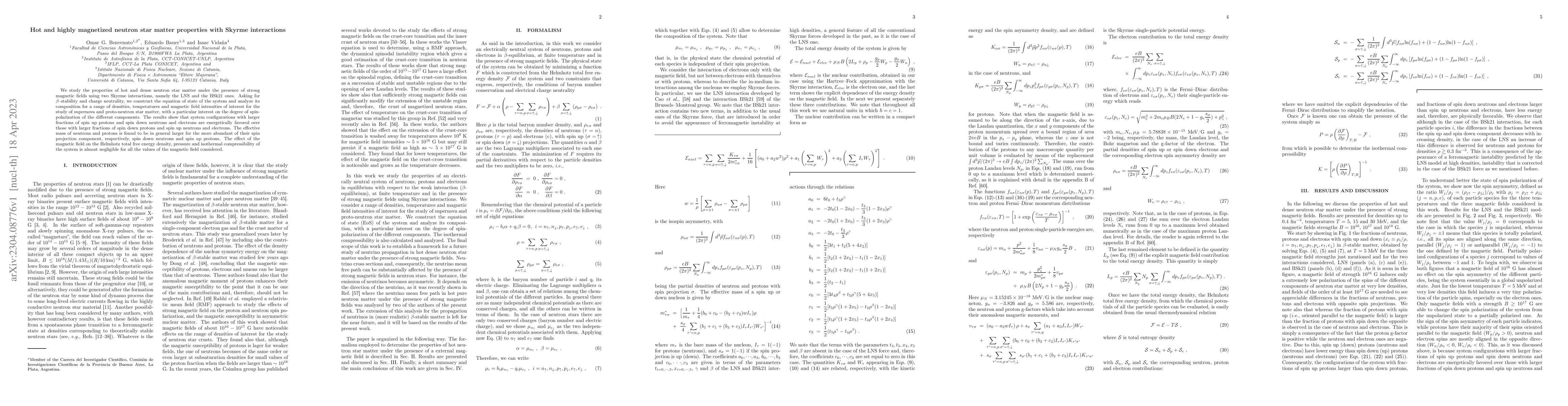 Thumbnail for Hot and highly magnetized neutron star matter properties with Skyrme
  interactions