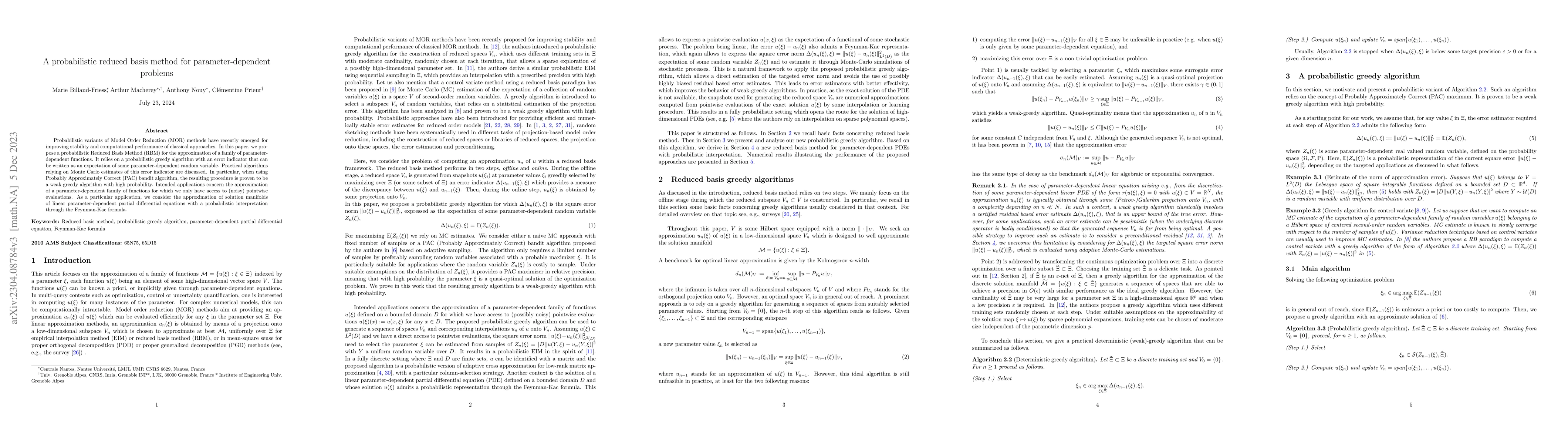 Thumbnail for A probabilistic reduced basis method for parameter-dependent problems