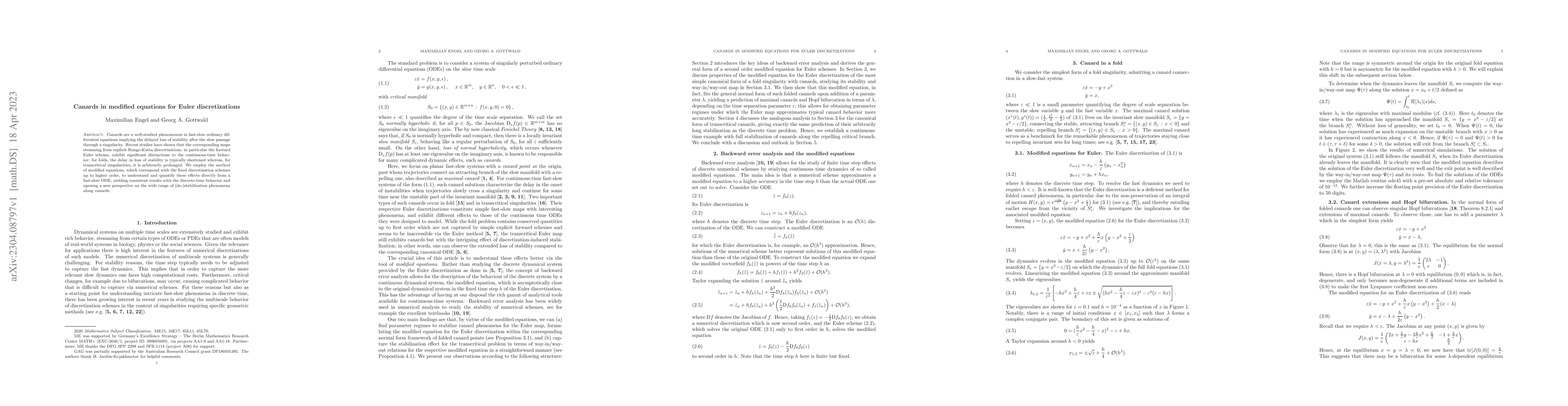 Thumbnail for Canards in modified equations for Euler discretizations