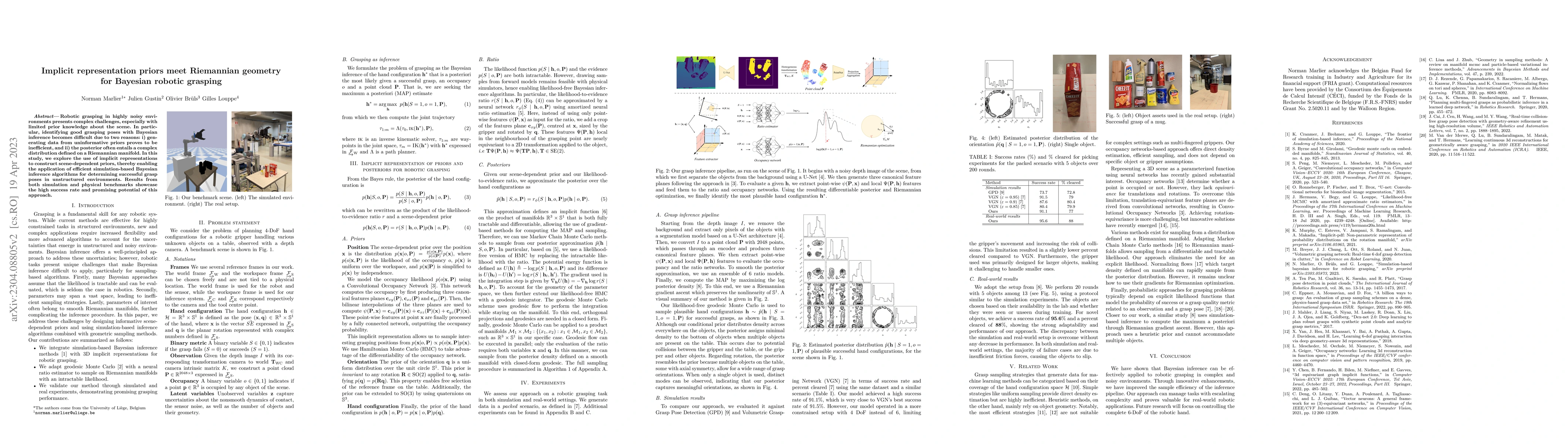 Thumbnail for Implicit representation priors meet Riemannian geometry for Bayesian
  robotic grasping