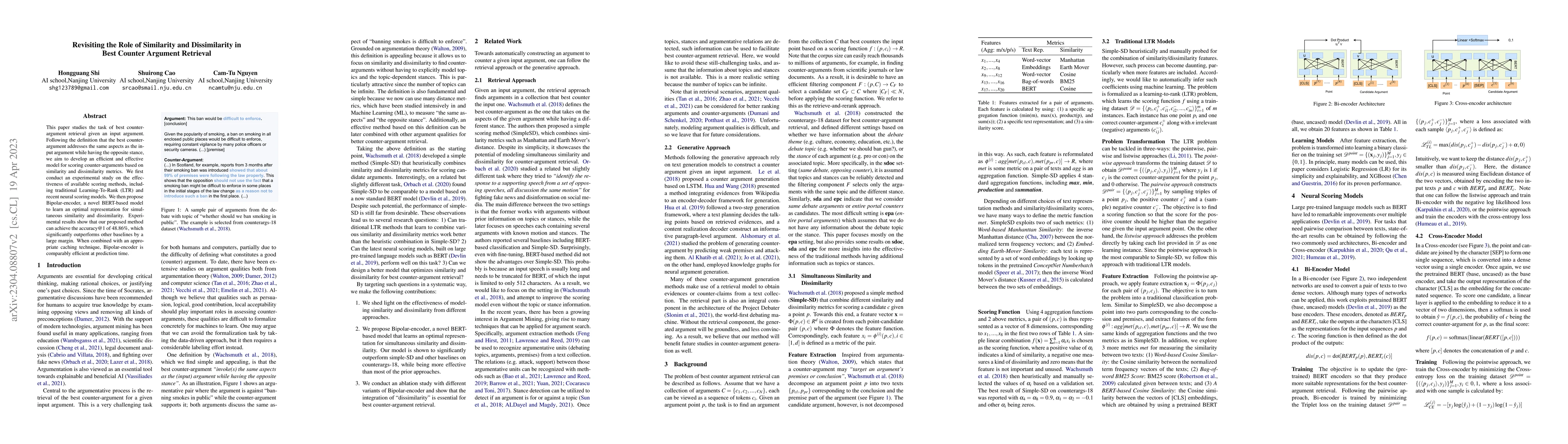 Thumbnail for Revisiting the Role of Similarity and Dissimilarity in Best Counter
  Argument Retrieval