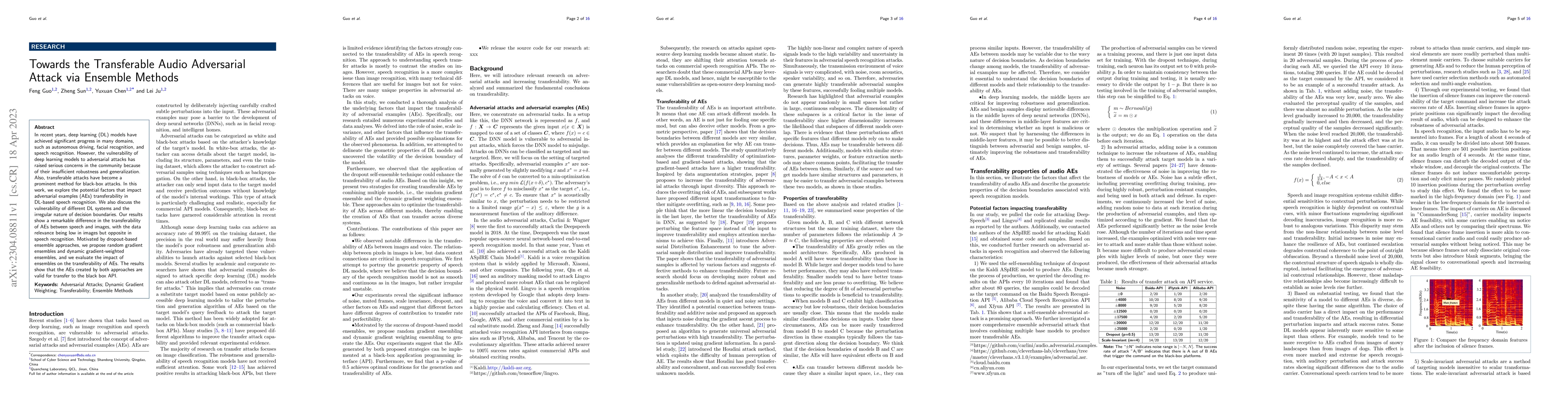 Thumbnail for Towards the Transferable Audio Adversarial Attack via Ensemble Methods