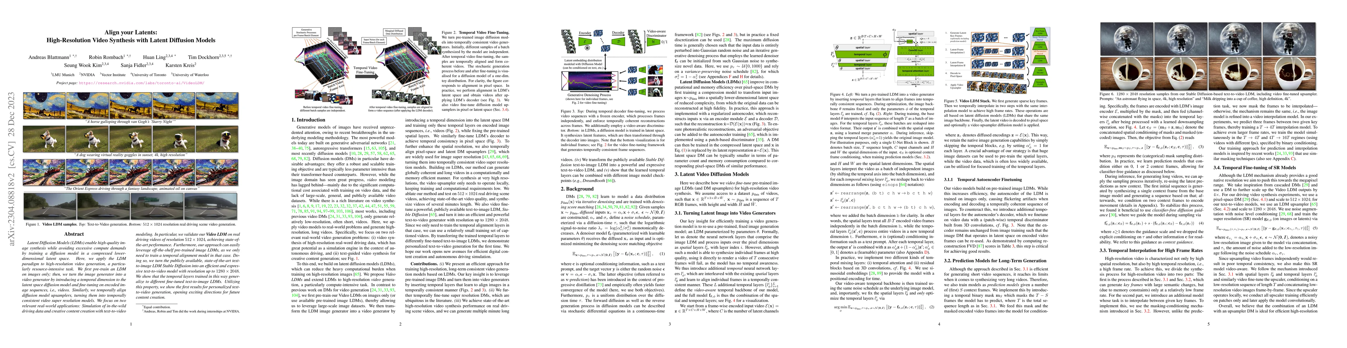 Thumbnail for Align your Latents: High-Resolution Video Synthesis with Latent
  Diffusion Models