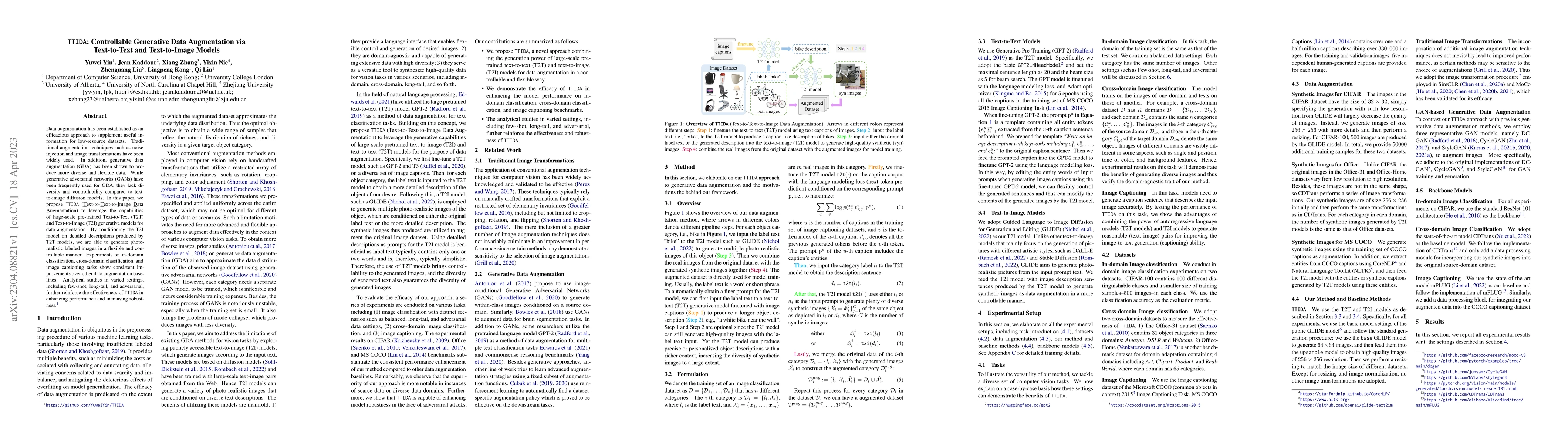 Thumbnail for TTIDA: Controllable Generative Data Augmentation via Text-to-Text and
  Text-to-Image Models