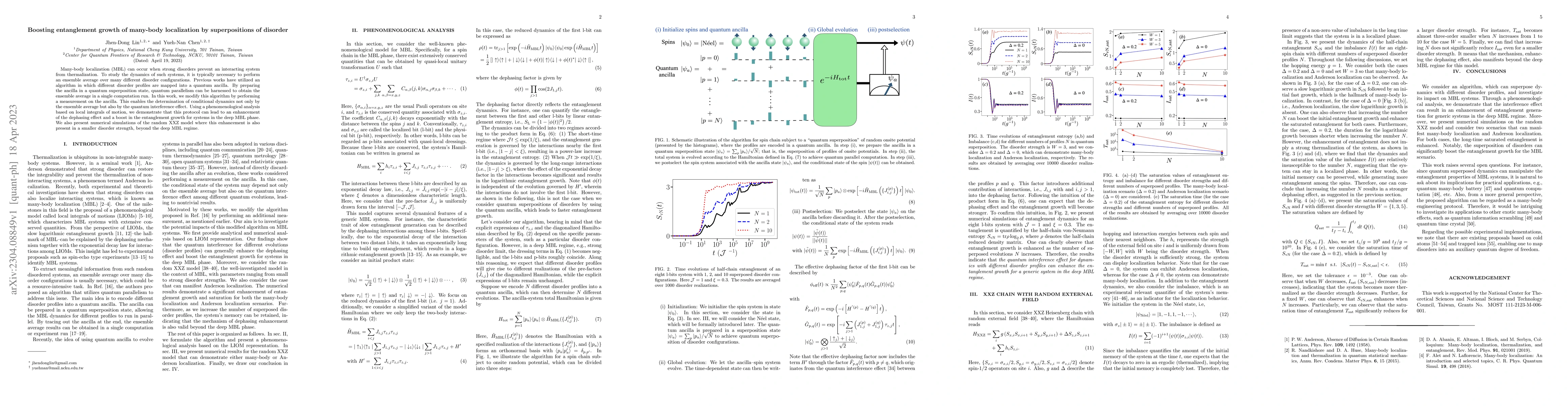 Thumbnail for Boosting entanglement growth of many-body localization by superpositions
  of disorder