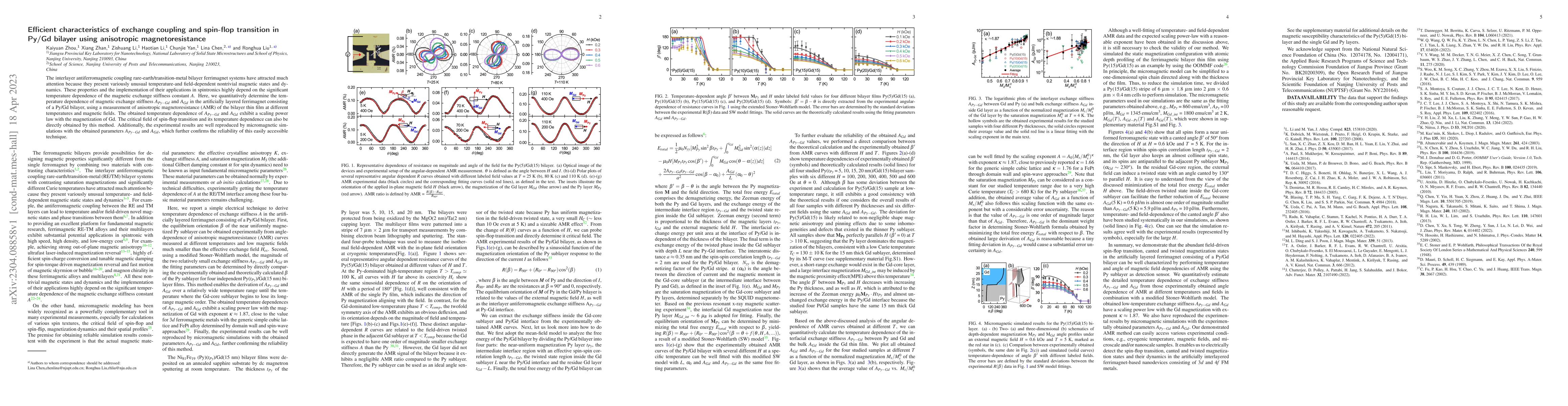 Thumbnail for Efficient characteristics of exchange coupling and spin-flop transition
  in Py/Gd bilayer using anisotropic magnetoresistance