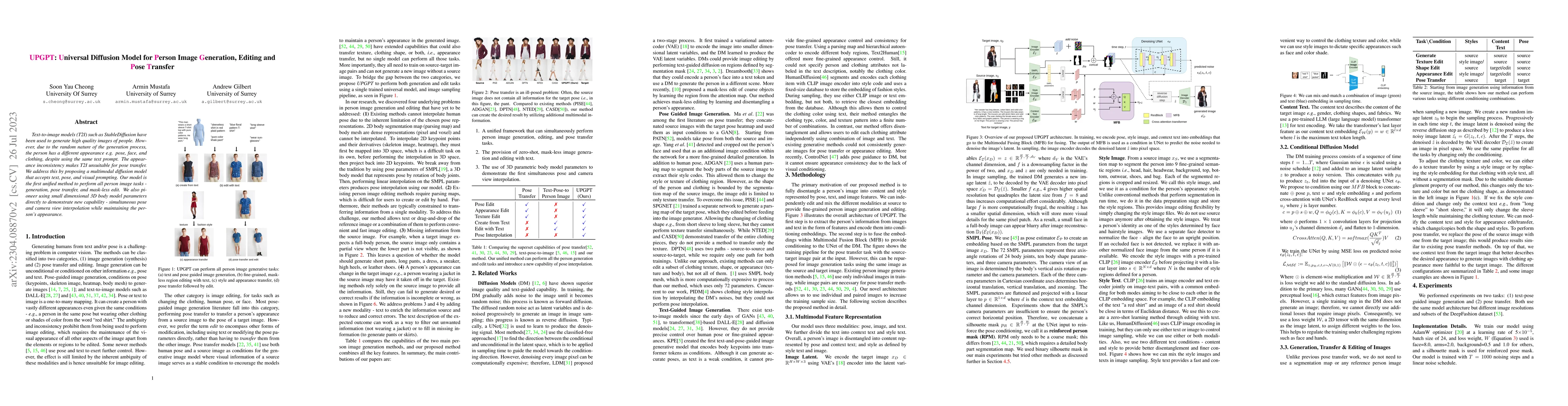 Thumbnail for UPGPT: Universal Diffusion Model for Person Image Generation, Editing
  and Pose Transfer