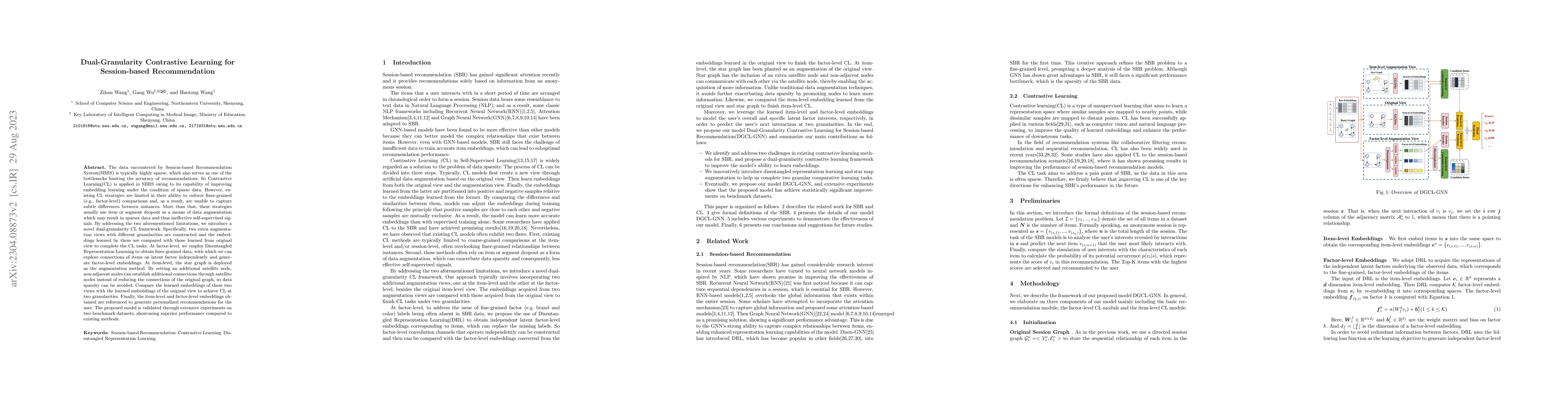 Thumbnail for Dual-Granularity Contrastive Learning for Session-based Recommendation