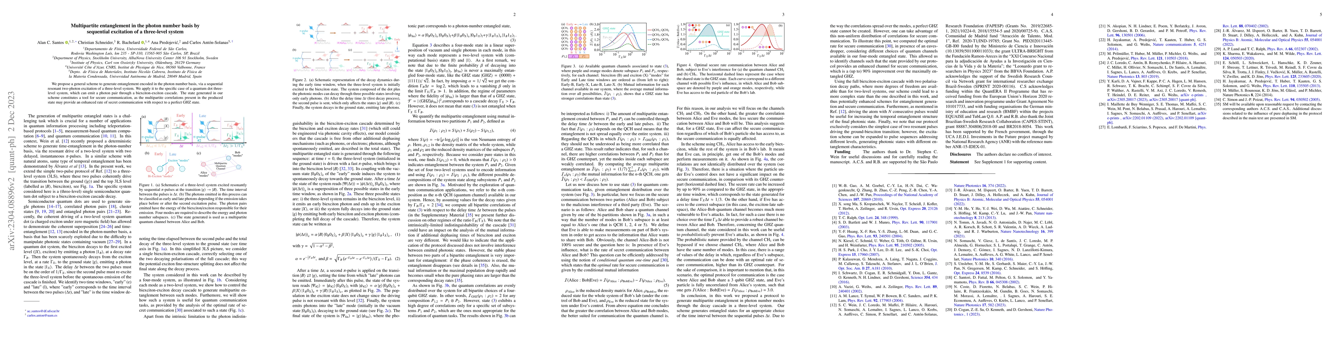 Thumbnail for Multipartite entanglement encoded in the photon-number basis by
  sequential excitation of a three-level system