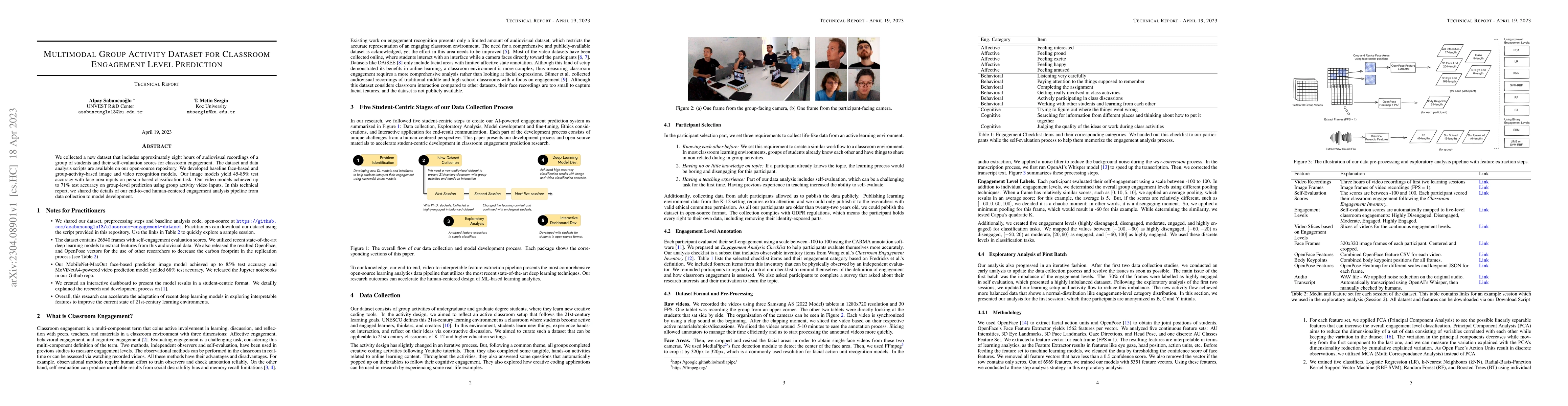 Thumbnail for Multimodal Group Activity Dataset for Classroom Engagement Level
  Prediction