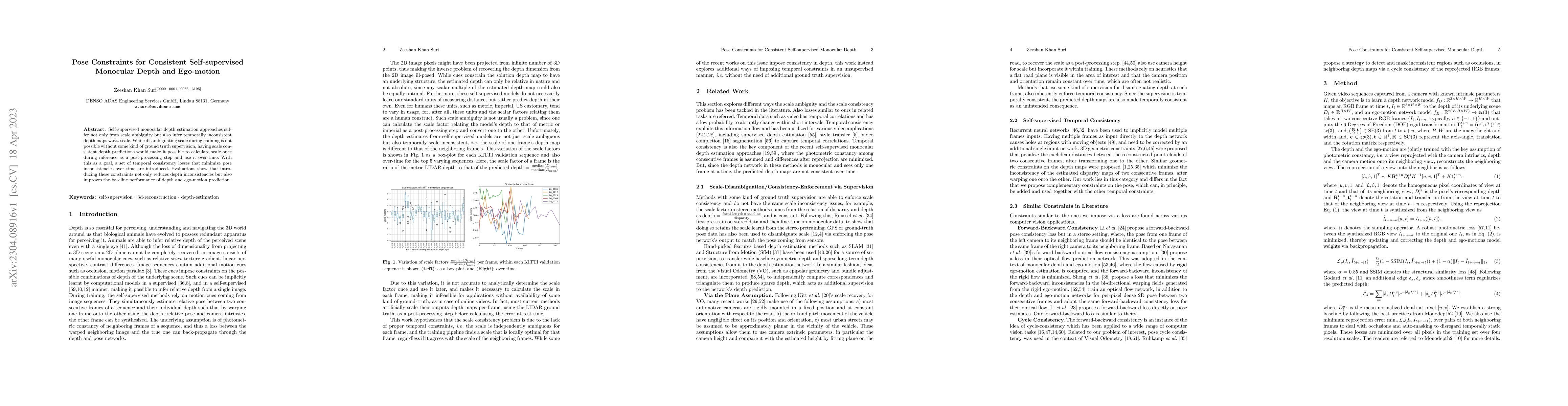 Thumbnail for Pose Constraints for Consistent Self-supervised Monocular Depth and
  Ego-motion
