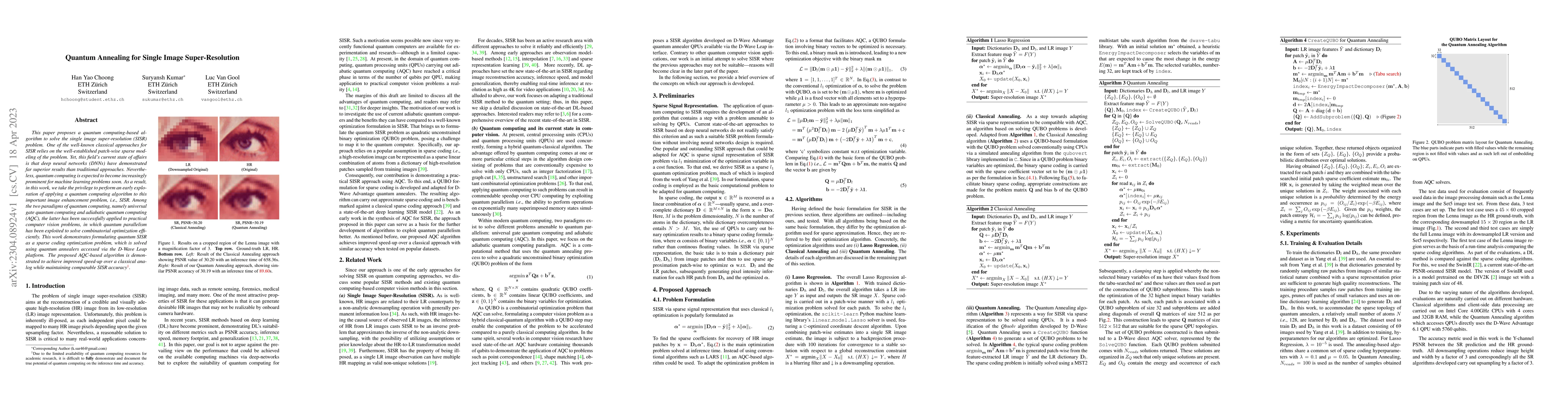 Thumbnail for Quantum Annealing for Single Image Super-Resolution