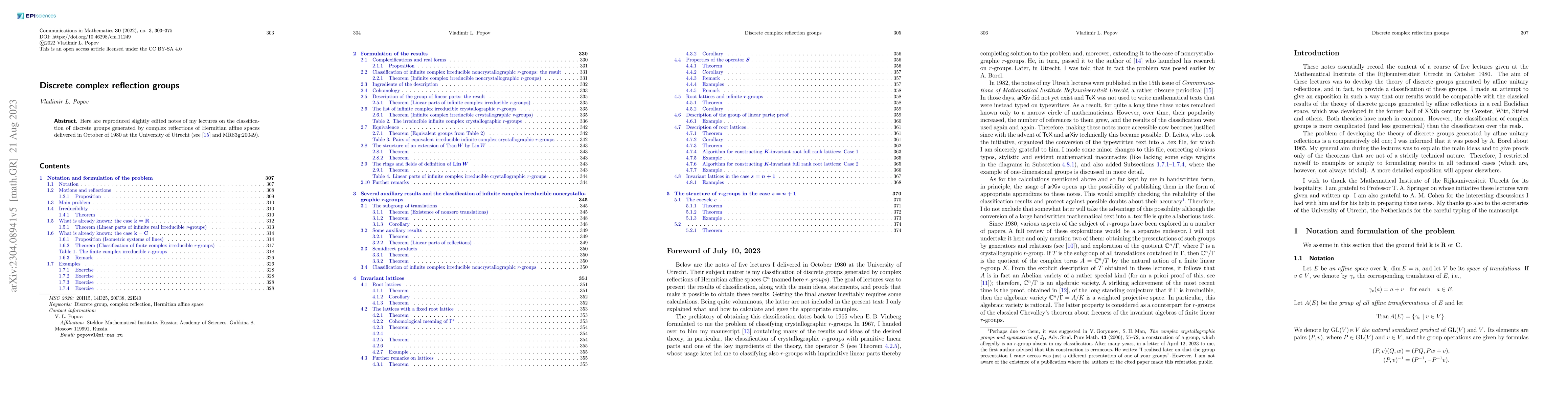 Thumbnail for Discrete complex reflection groups