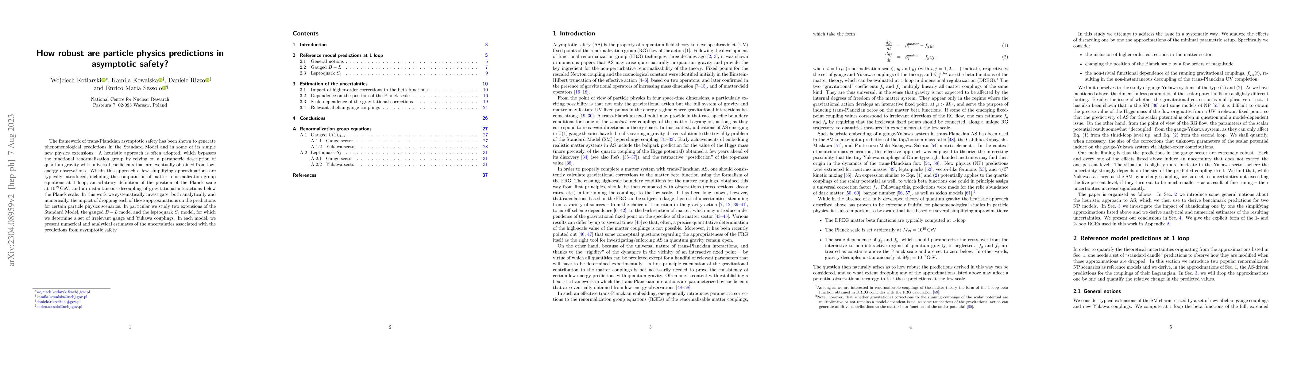 Thumbnail for How robust are particle physics predictions in asymptotic safety?