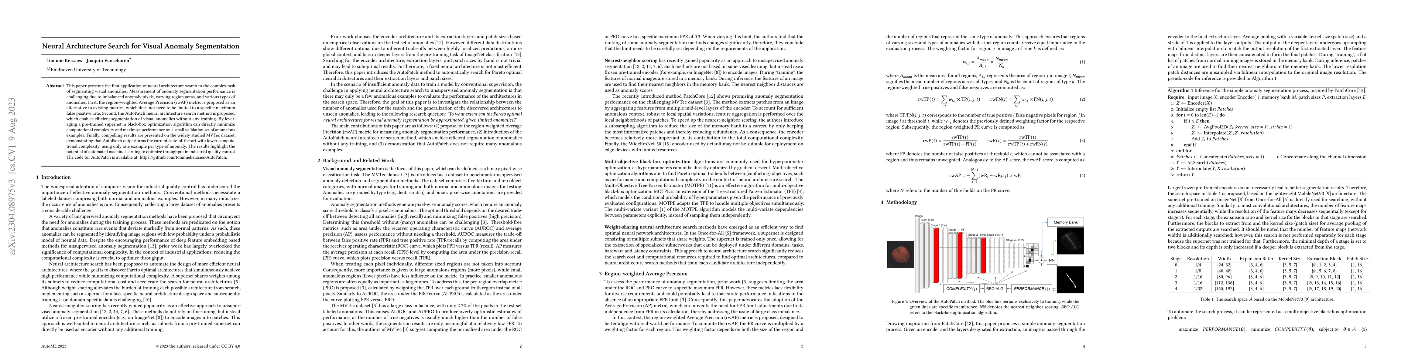 Thumbnail for Neural Architecture Search for Visual Anomaly Segmentation