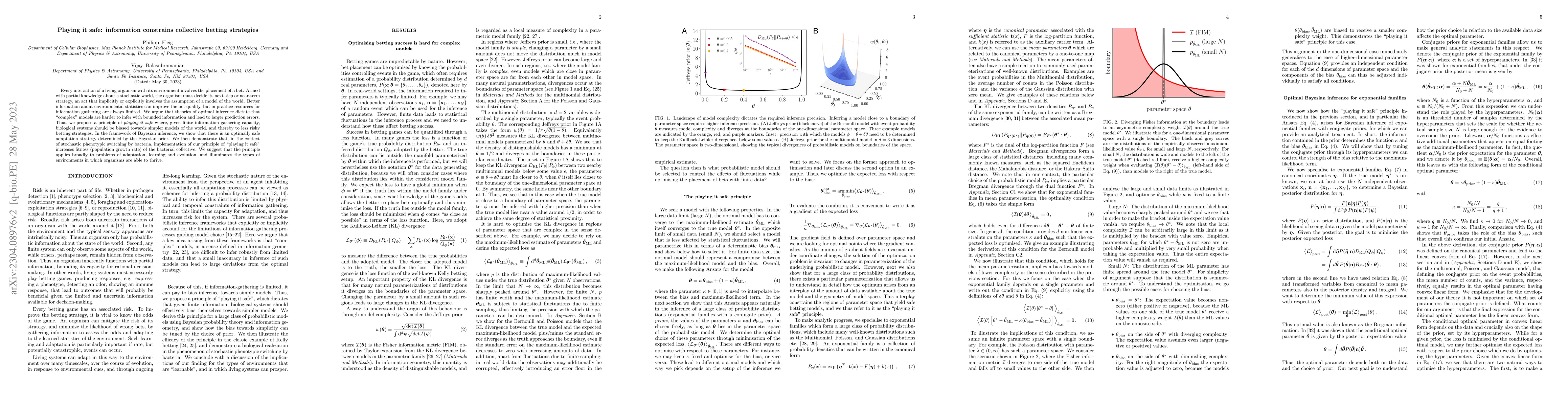 Thumbnail for Playing it safe: information constrains collective betting strategies