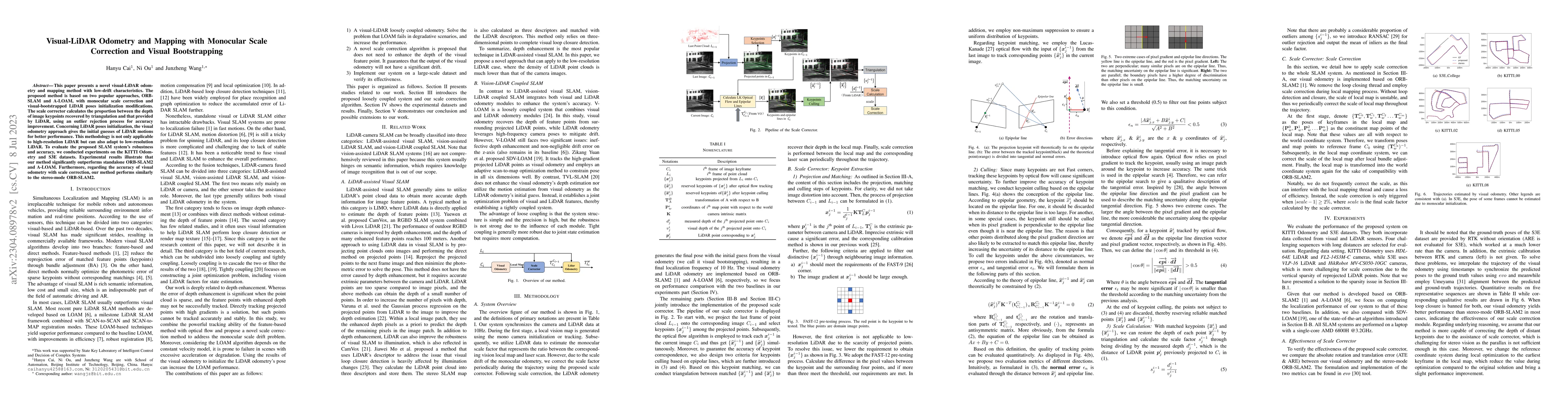 Thumbnail for Visual-LiDAR Odometry and Mapping with Monocular Scale Correction and
  Visual Bootstrapping