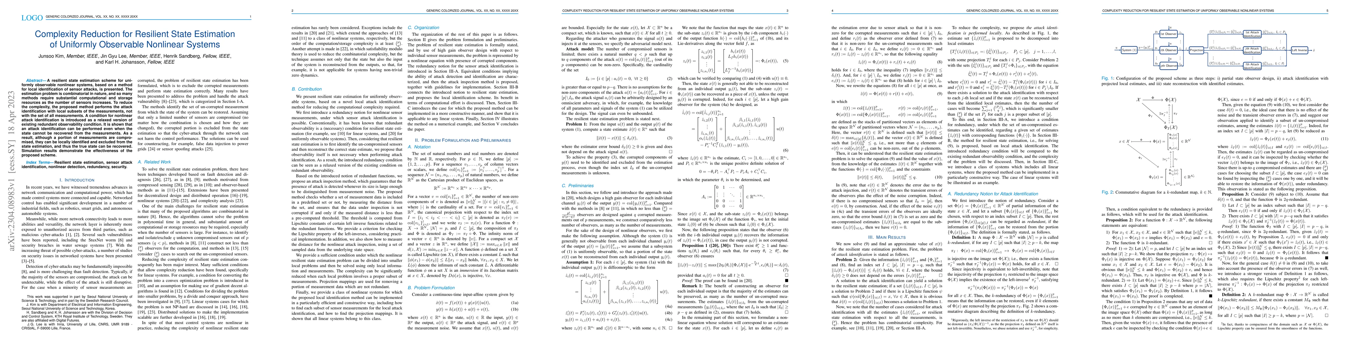 Thumbnail for Complexity reduction for resilient state estimation of uniformly
  observable nonlinear systems