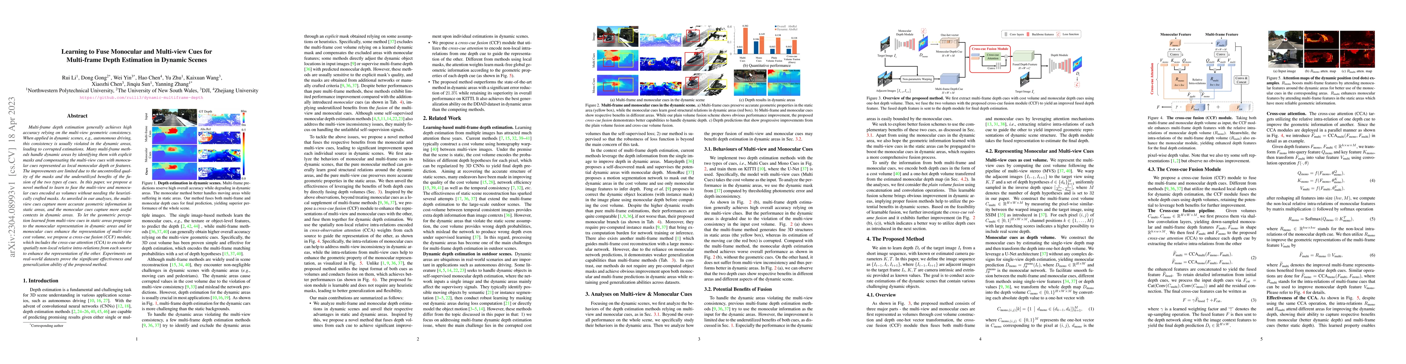 Thumbnail for Learning to Fuse Monocular and Multi-view Cues for Multi-frame Depth
  Estimation in Dynamic Scenes