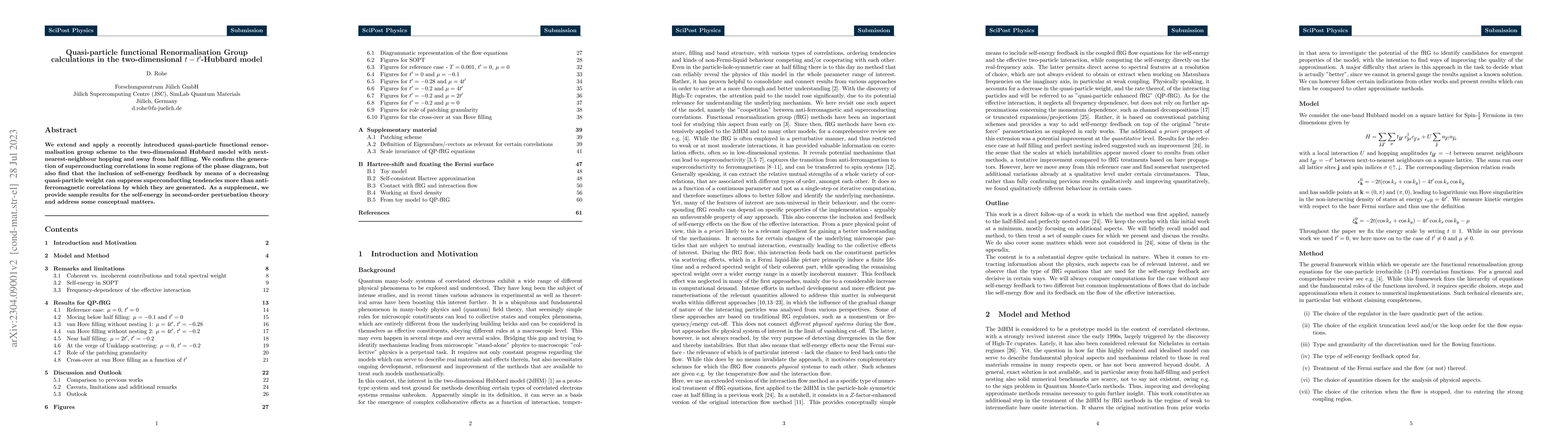 Thumbnail for Quasi-particle functional Renormalisation Group calculations in the
  two-dimensional t-t'-Hubbard model