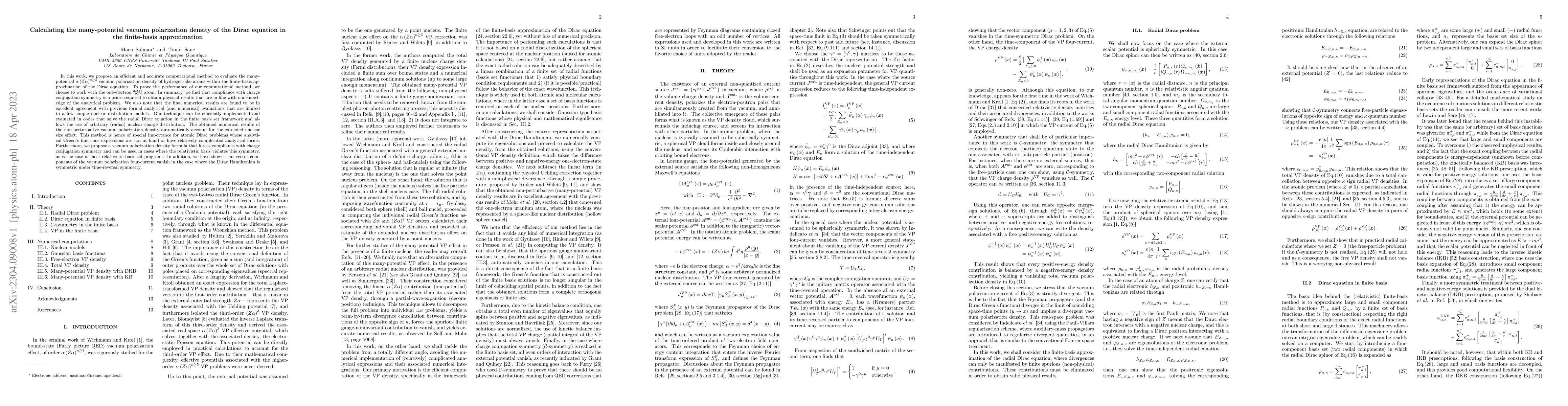 Thumbnail for Calculating the many-potential vacuum polarization density of the Dirac
  equation in the finite-basis approximation