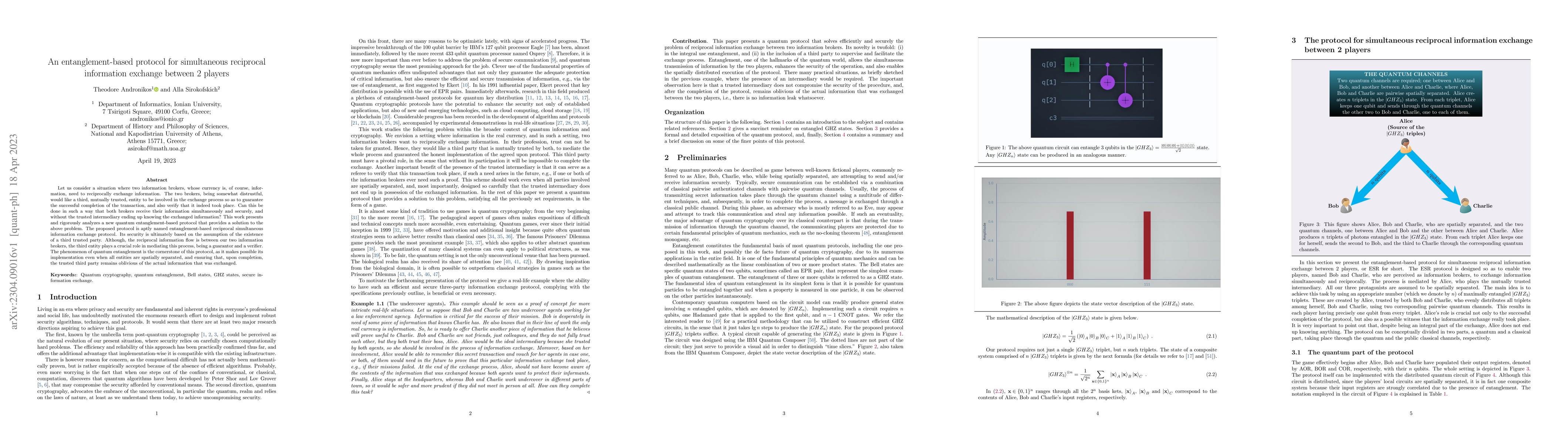 Thumbnail for An entanglement-based protocol for simultaneous reciprocal information
  exchange between 2 players