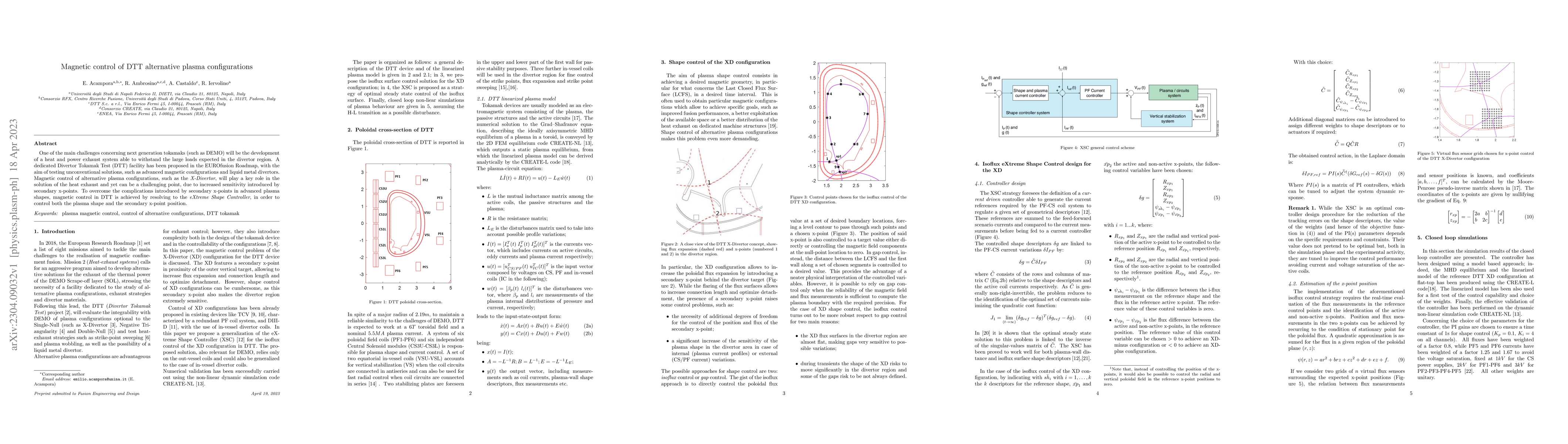 Thumbnail for Magnetic control of DTT alternative plasma configurations