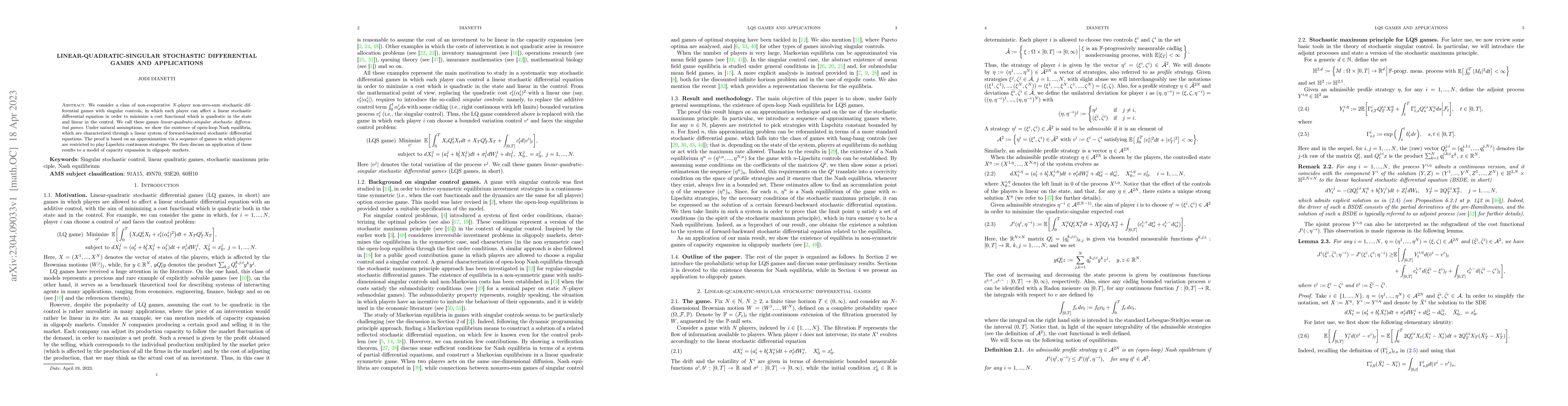 Thumbnail for Linear-quadratic-singular stochastic differential games and applications
