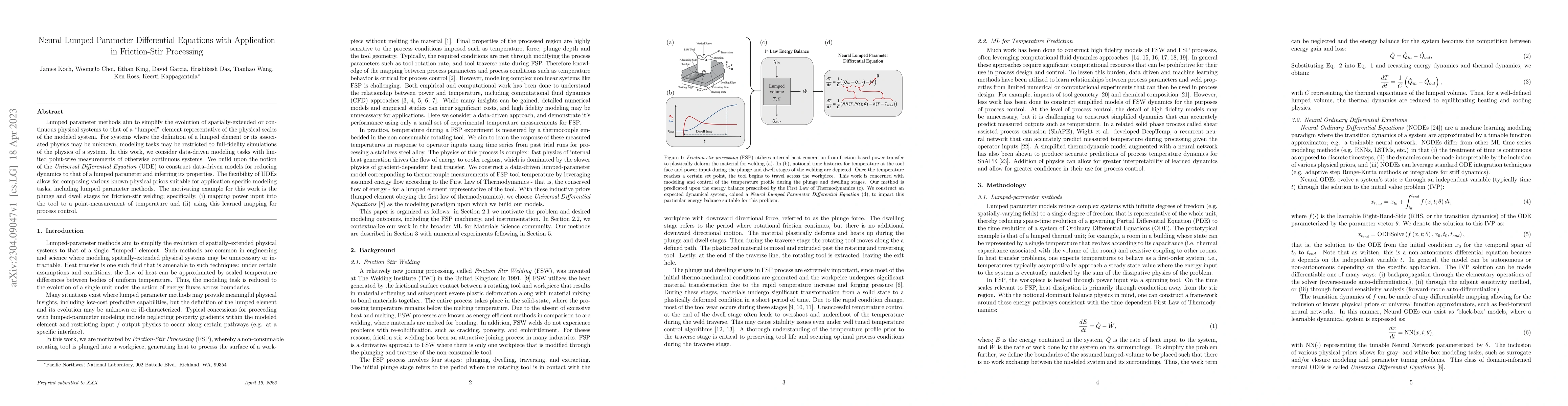 Thumbnail for Neural Lumped Parameter Differential Equations with Application in
  Friction-Stir Processing
