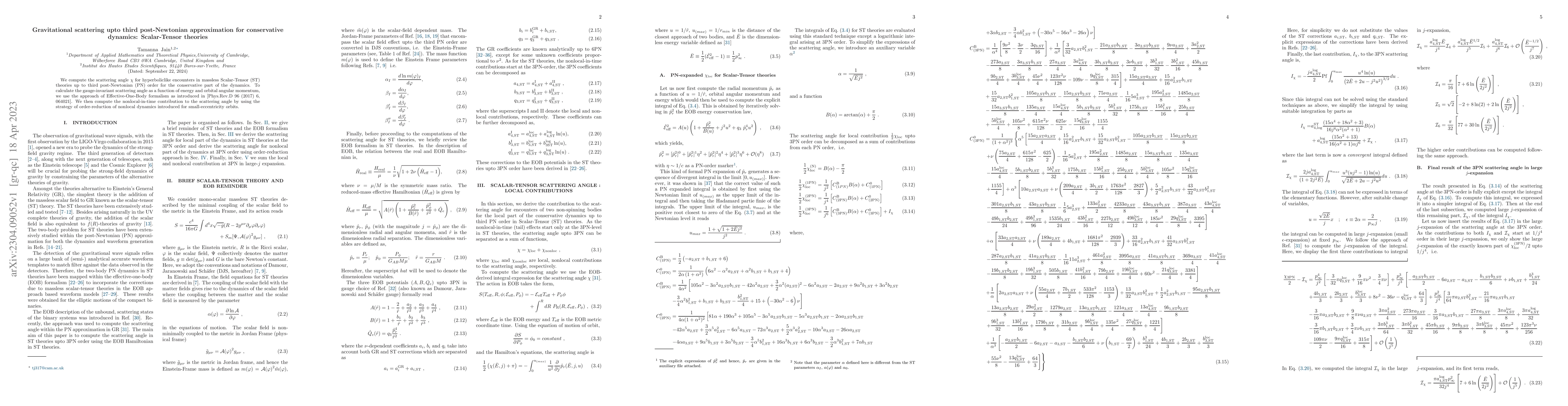 Thumbnail for Gravitational scattering upto third post-Newtonian approximation for
  conservative dynamics: Scalar-Tensor theories