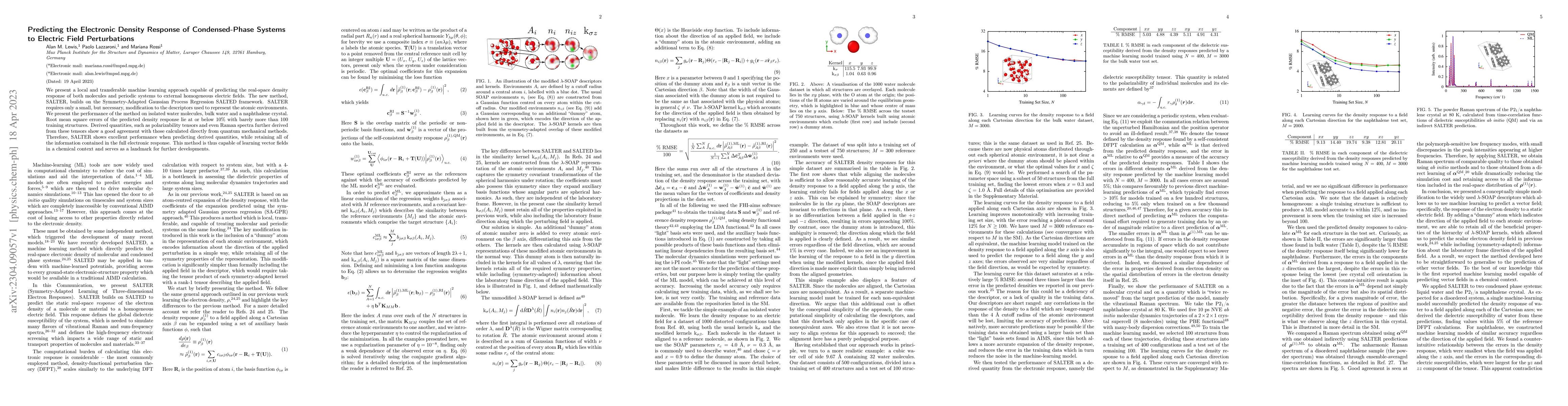 Thumbnail for Predicting the Electronic Density Response of Condensed-Phase Systems to
  Electric Field Perturbations