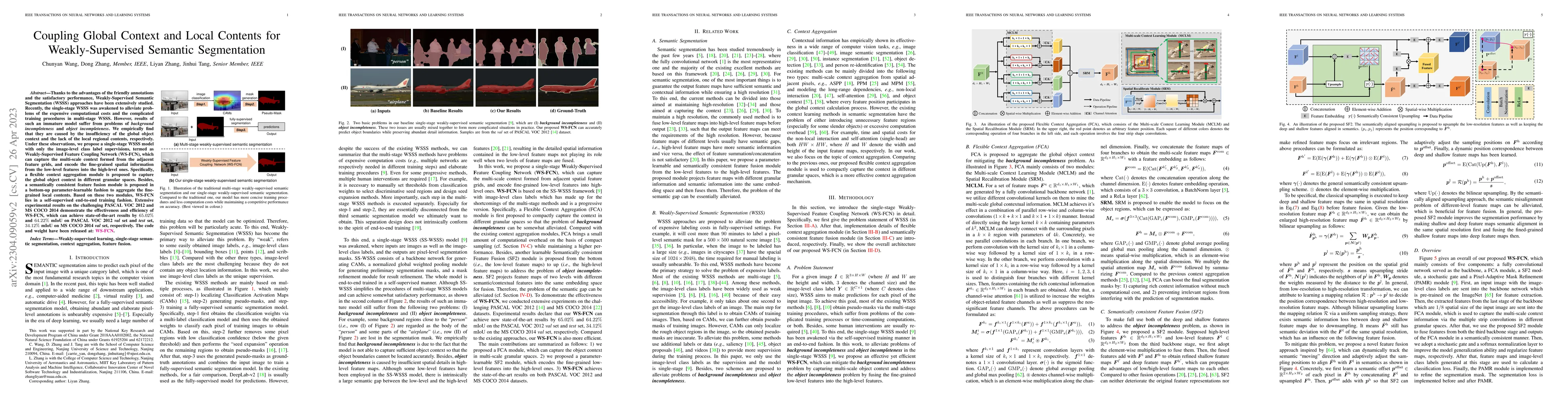 Thumbnail for Coupling Global Context and Local Contents for Weakly-Supervised
  Semantic Segmentation