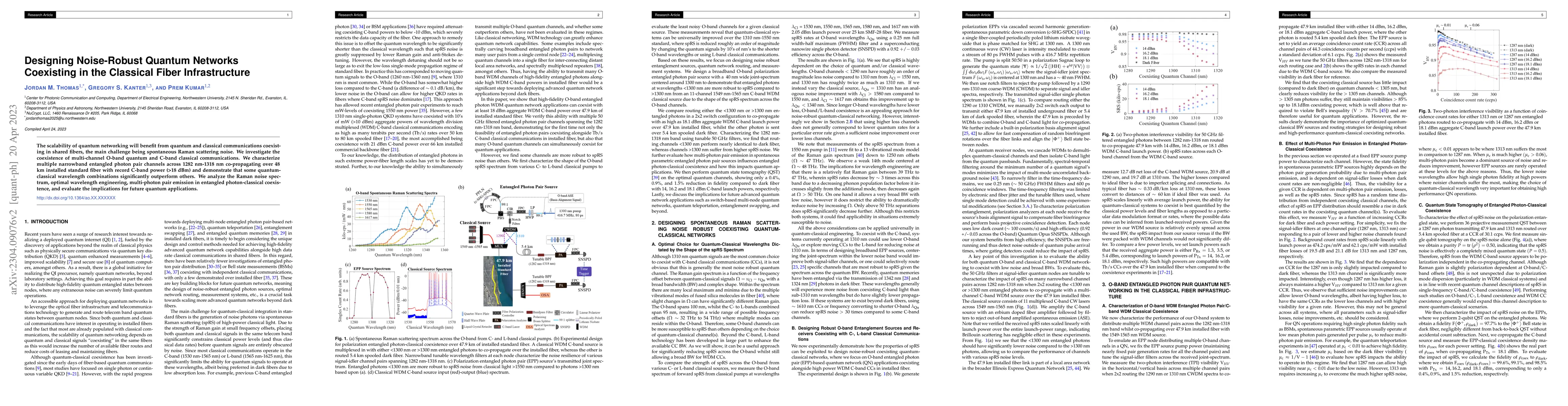 Thumbnail for Designing Noise-Robust Quantum Networks Coexisting in the Classical
  Fiber Infrastructure