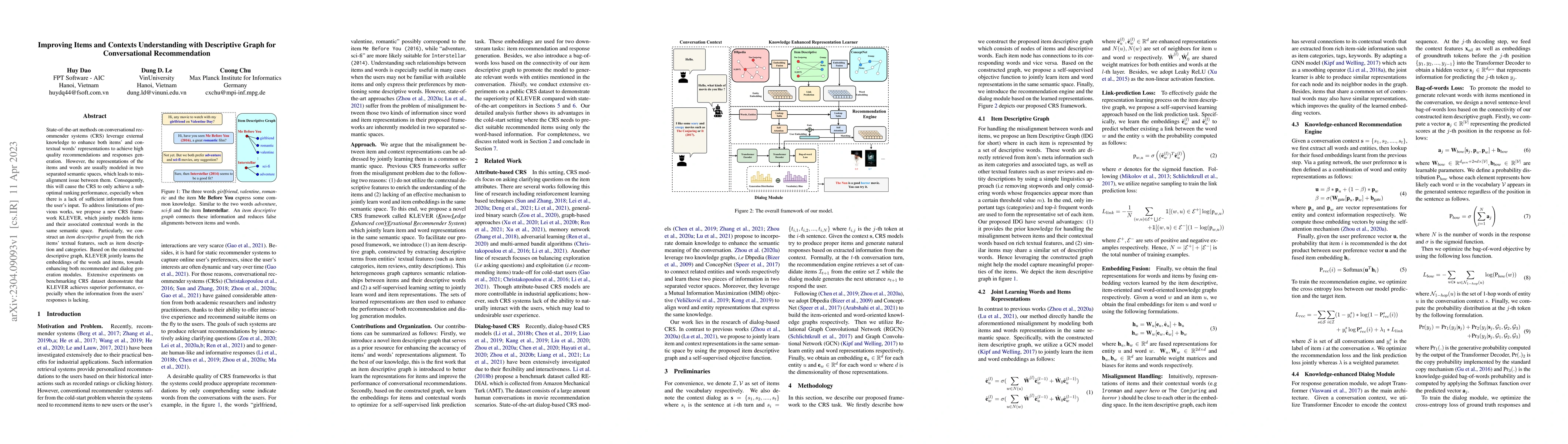 Thumbnail for Improving Items and Contexts Understanding with Descriptive Graph for
  Conversational Recommendation