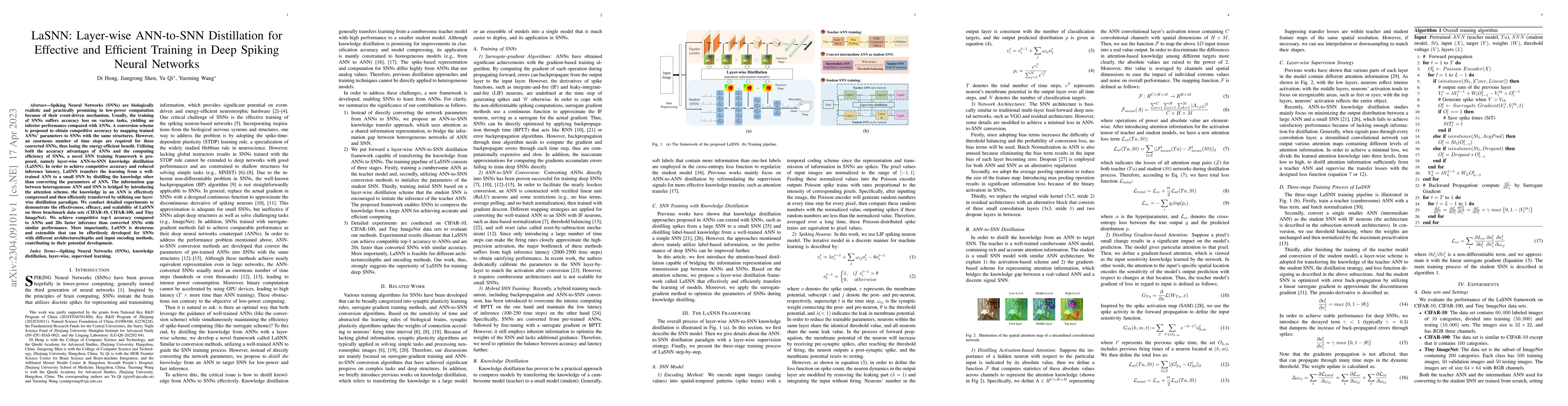 Thumbnail for LaSNN: Layer-wise ANN-to-SNN Distillation for Effective and Efficient
  Training in Deep Spiking Neural Networks