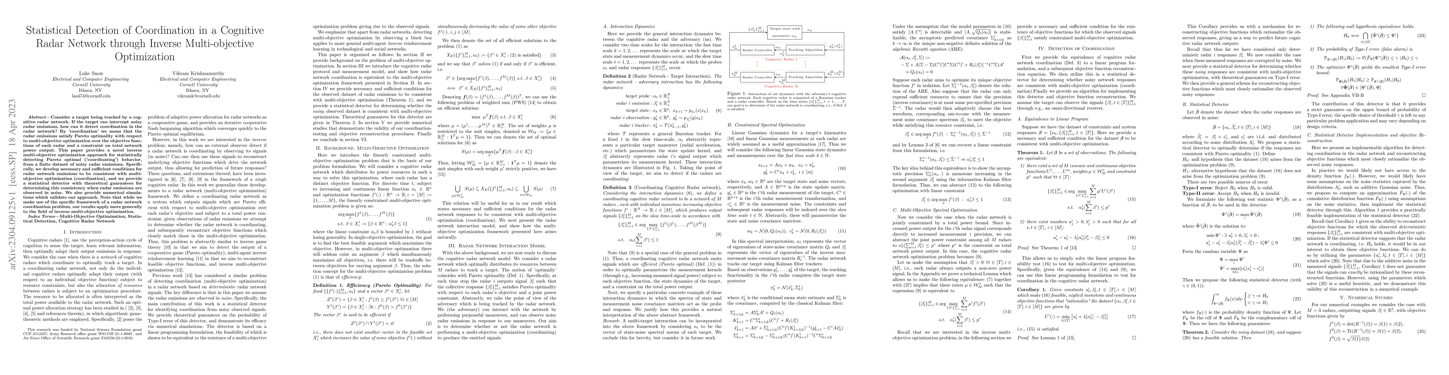 Thumbnail for Statistical Detection of Coordination in a Cognitive Radar Network
  through Inverse Multi-objective Optimization